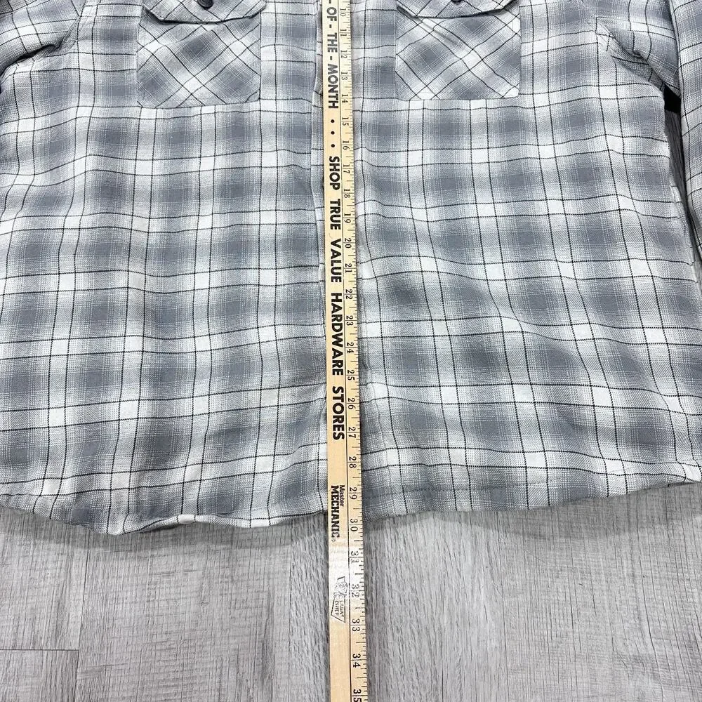 Wrangler Sherpa Lined Flannel Shirt Jacket Men's XL Gray Plaid Workwear Shacket - Picture 7 of 9